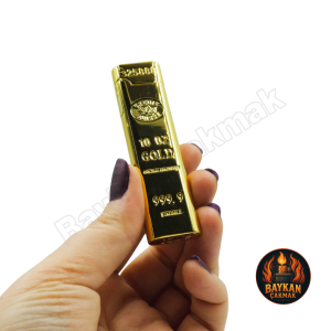 Külçe Altın Model Slim Lüks Gazlı Taşlı Metal Çakmak